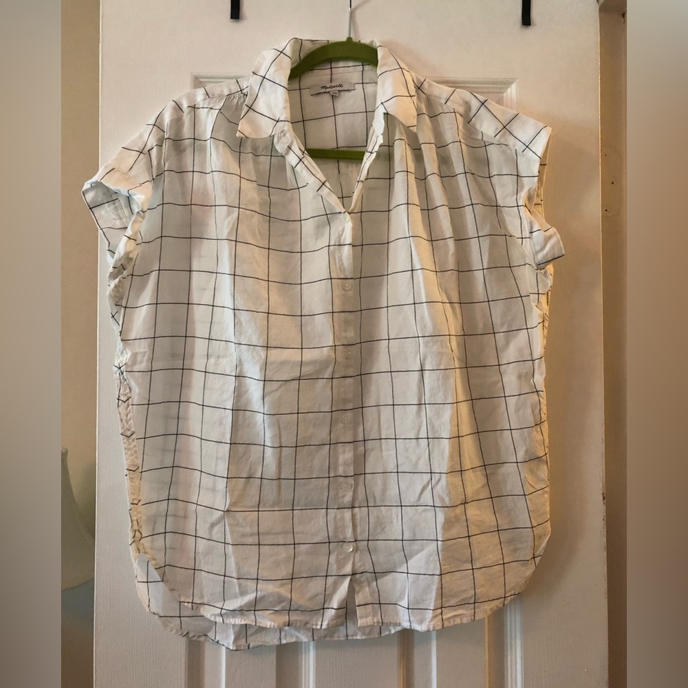 madewell windowpane blouse xxs